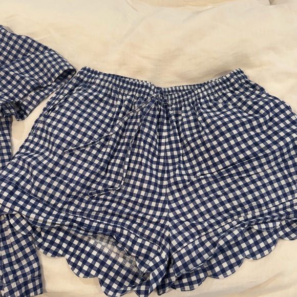 Piyama Penelope Sleep set - Blue Gingham Button-Up Top and Shorts Set - Picture 4 of 5